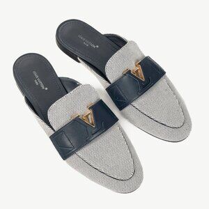 Louis Vuitton LV Mare White & Navy Open Back Loafers